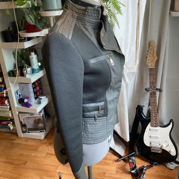 Mesh and leather moto jacket - Picture 2 of 4